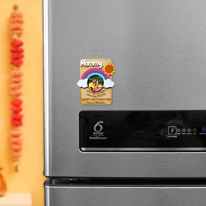 Photo Personalized Handmade Rainbow Theme MDF Wood Fridge Magnet For Mothers