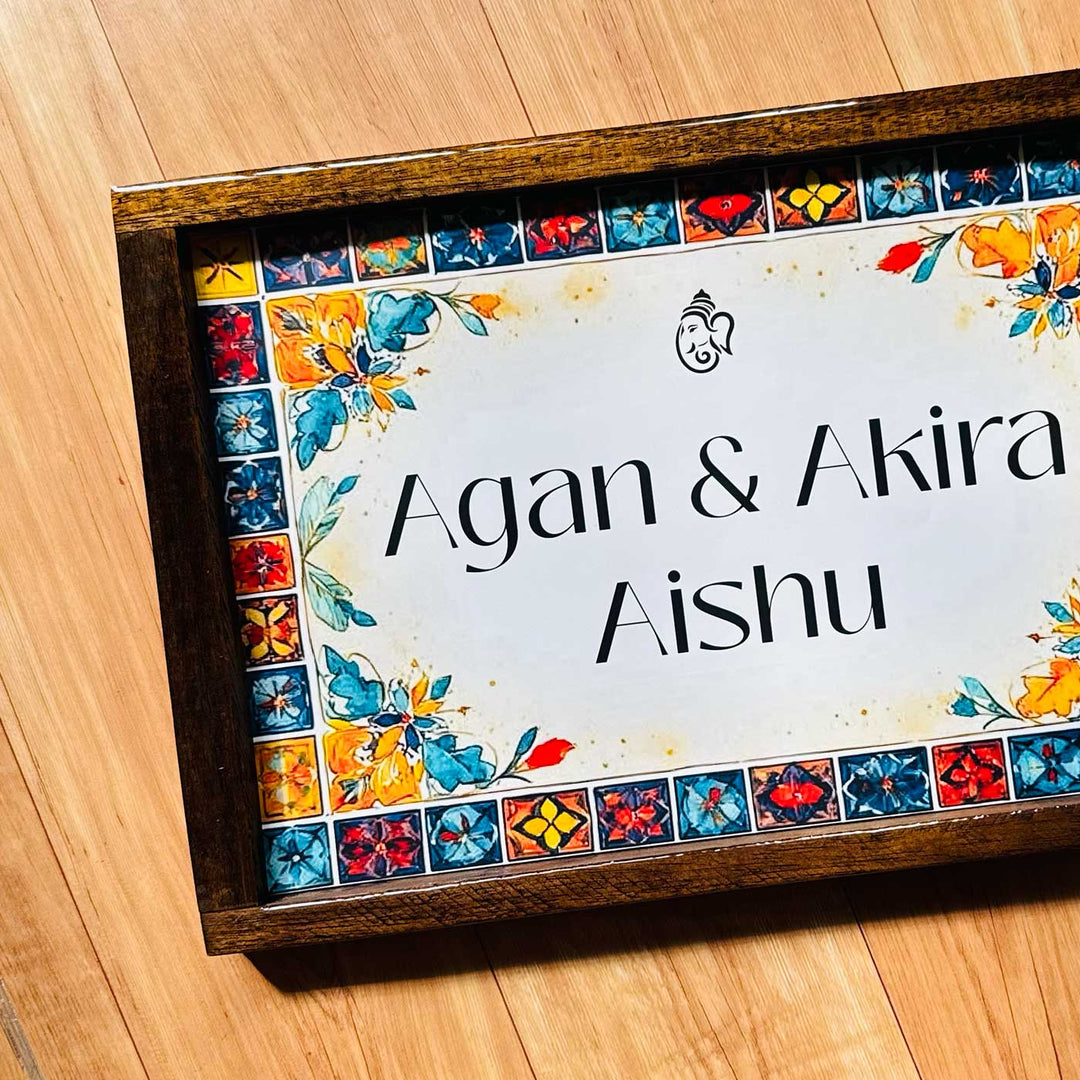 Multi Tile Vintage Personalized Resin Wooden Frame Name Plate