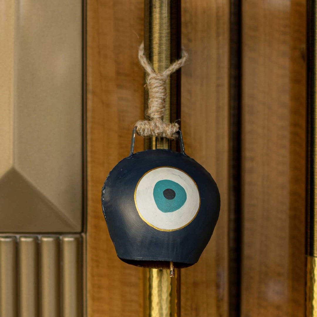Handmade Evil Eye Cowbell Hamper | Includes Cow Bell Hanging, Seed Card And Outer Box
