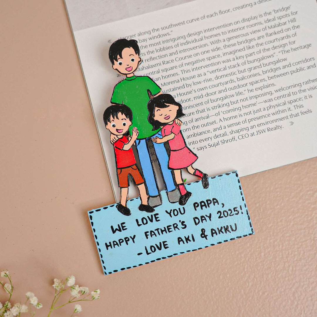 Personalized Caricature Cutout MDF Wood Fridge Magnet For Fathers