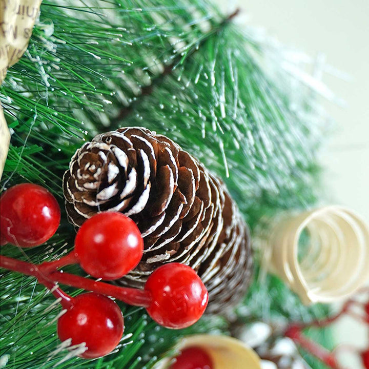 Vintage Chocolates With Pinecones & Mushroom Buds Wreath For Christmas Wall Decoration