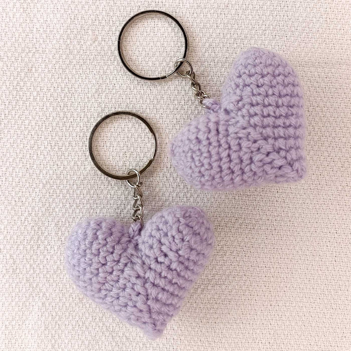 Handmade Crochet Heart Shaped Key Chain | Set Of 2