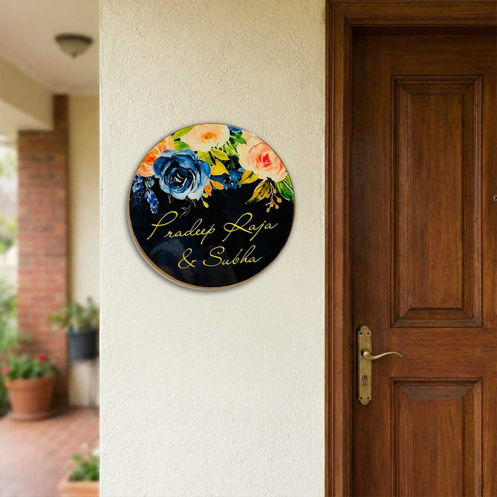 Personalized Round Floral Theme Resin Name Plate