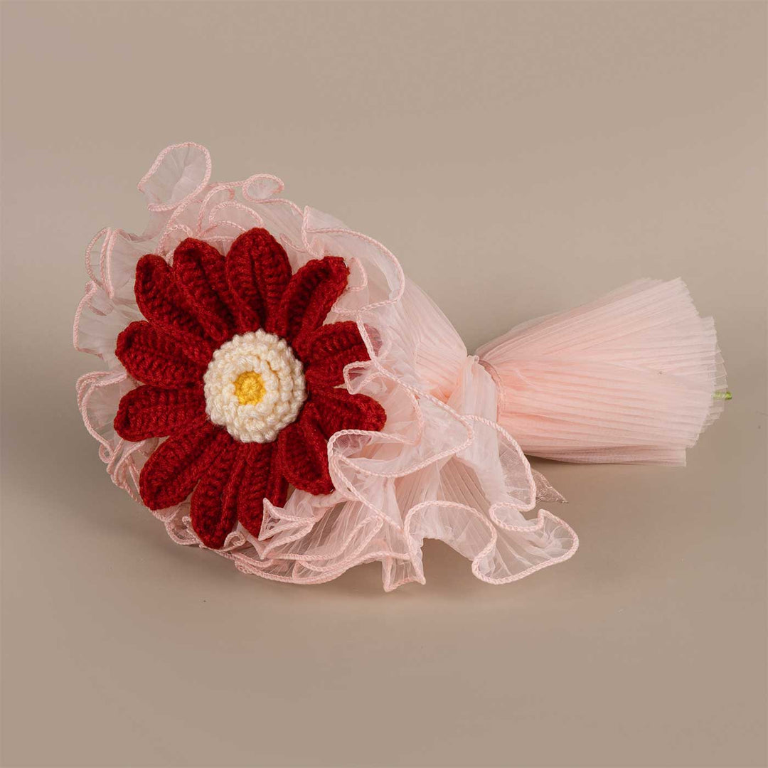 Handmade Crochet African Daisy Flower Bouquet With Lights | Includes Photo & Greeting Card