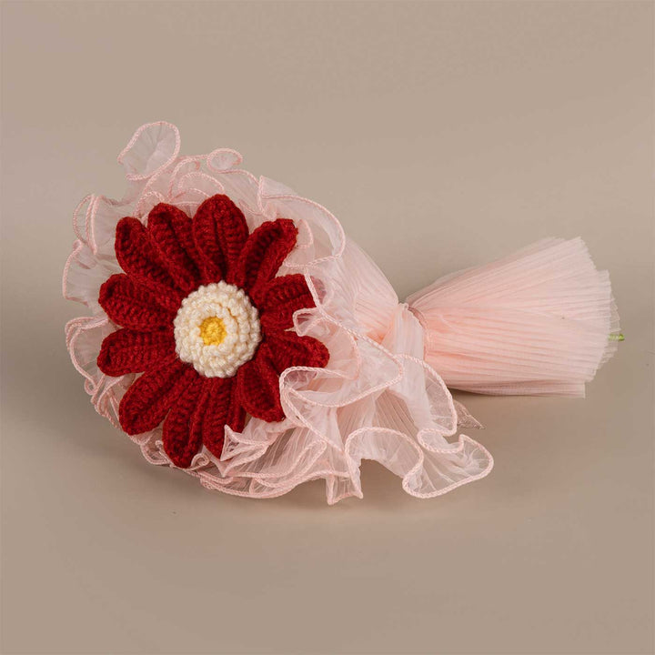 Handmade Crochet African Daisy Flower Bouquet With Lights | Includes Photo & Greeting Card