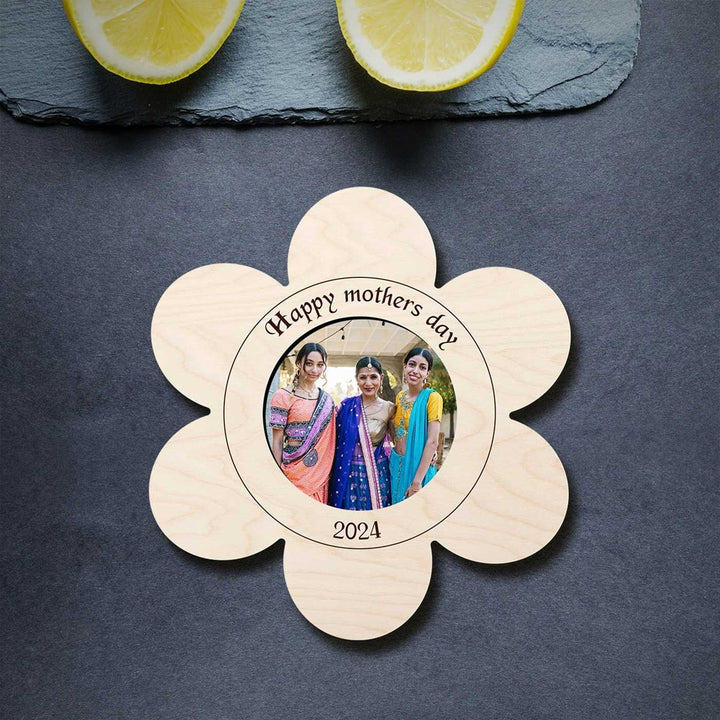 Photo Personalized Printed Flower Shaped Wooden Fridge Magnet For Mothers