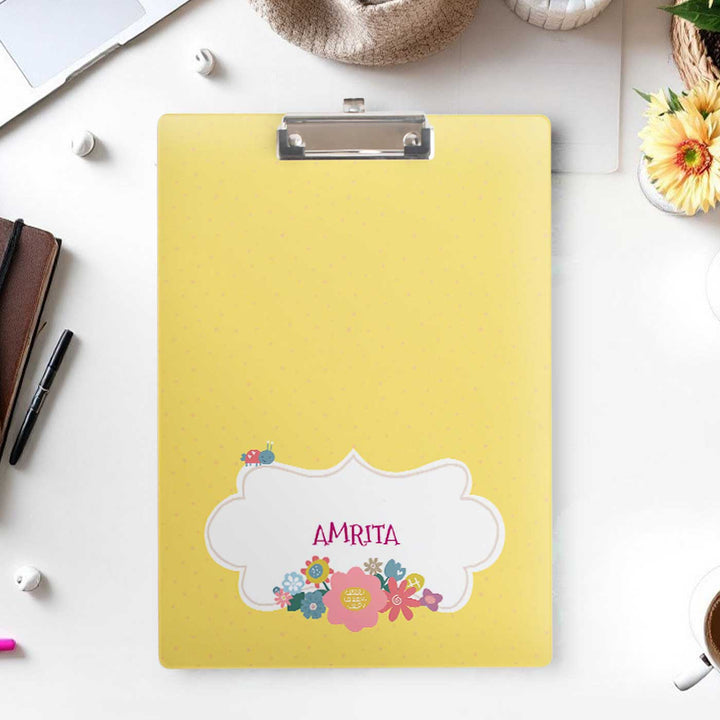 Personalized Flower Power Theme Acrylic Clipboard