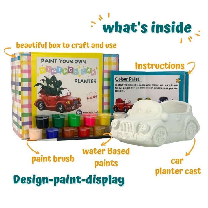 Paint Your Own Car Theme Ceramic Planter DIY Kit