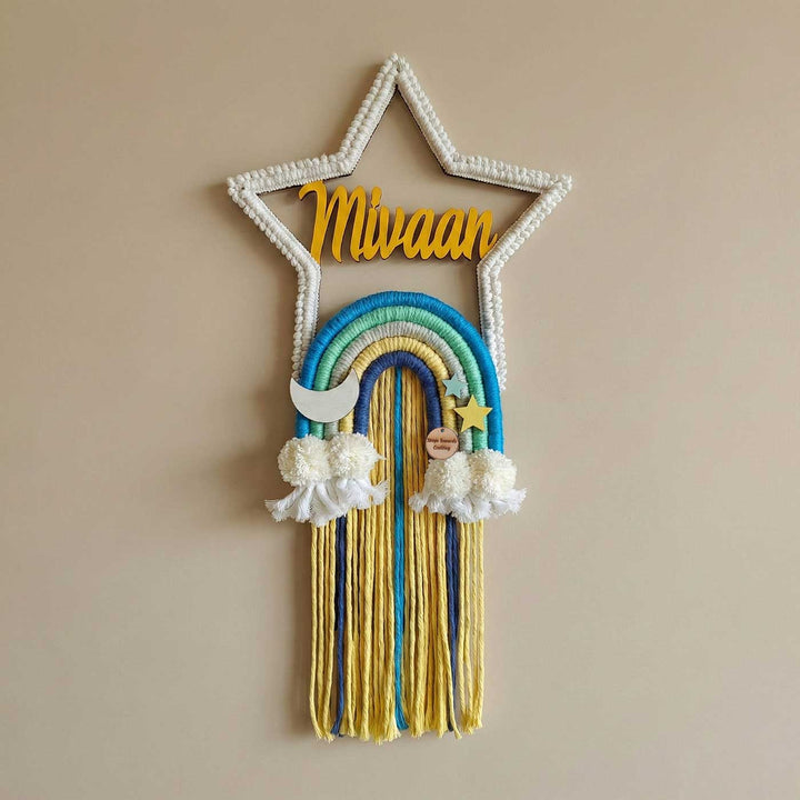 Personalized Macrame Star Theme Kids Name Plate