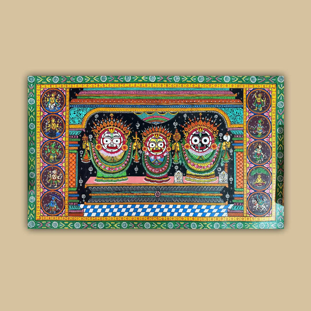 36 X 24 Inch | Handmade Canvas Golden Incarnation Of Lord Jagannath Painting