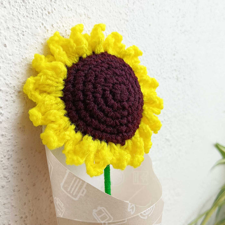 Handmade Crochet Sunflower Trailer Theme Flower Bouquet