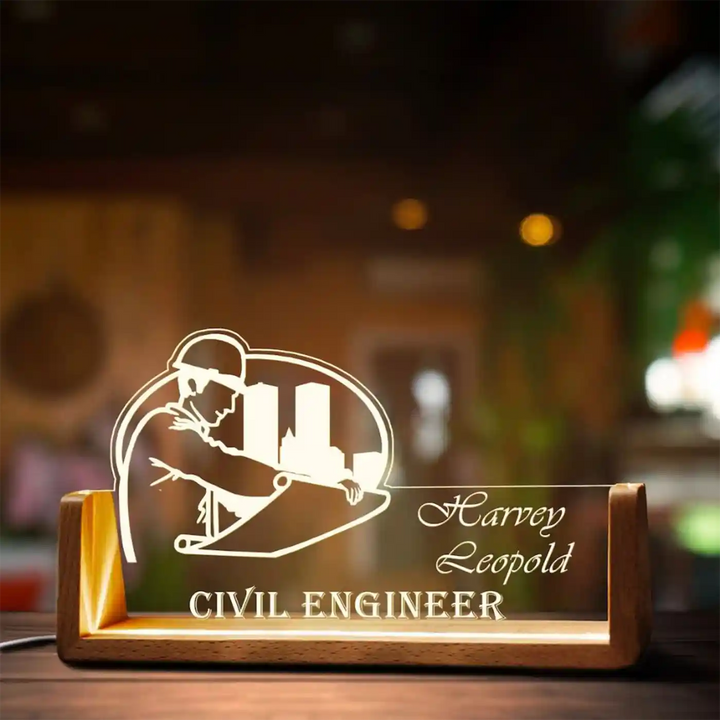 Personalized Civil Engineer Theme Acrylic Name Plate