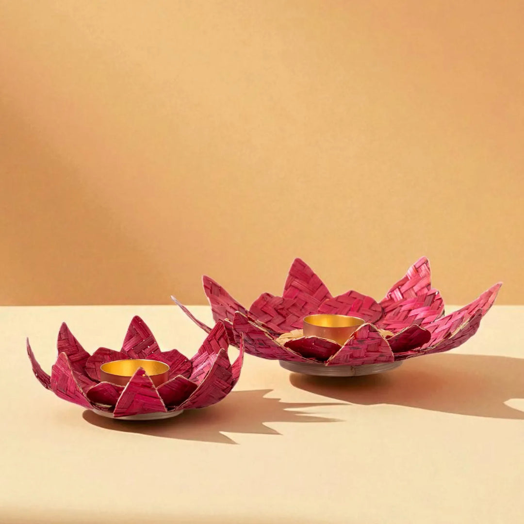 Lotus Eco-Friendly Handmade Woven Bamboo Tealight Holder