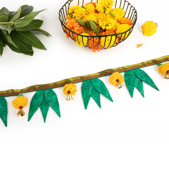 "Utsav" Handcrafted Mango Leaf Bamboo Toran for Diwali Decor