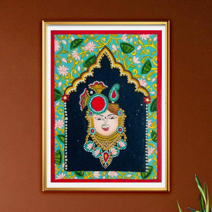 5.7 X 7.8 Inch | Handmade Paper Shree Nathji Painting