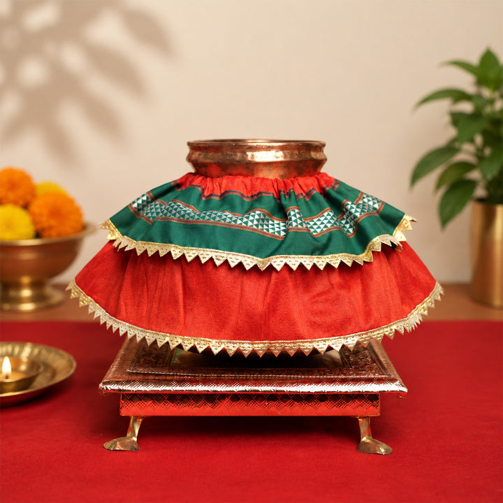 Handmade Khun Raw Silk Kalash Vastra For Pooja Decor