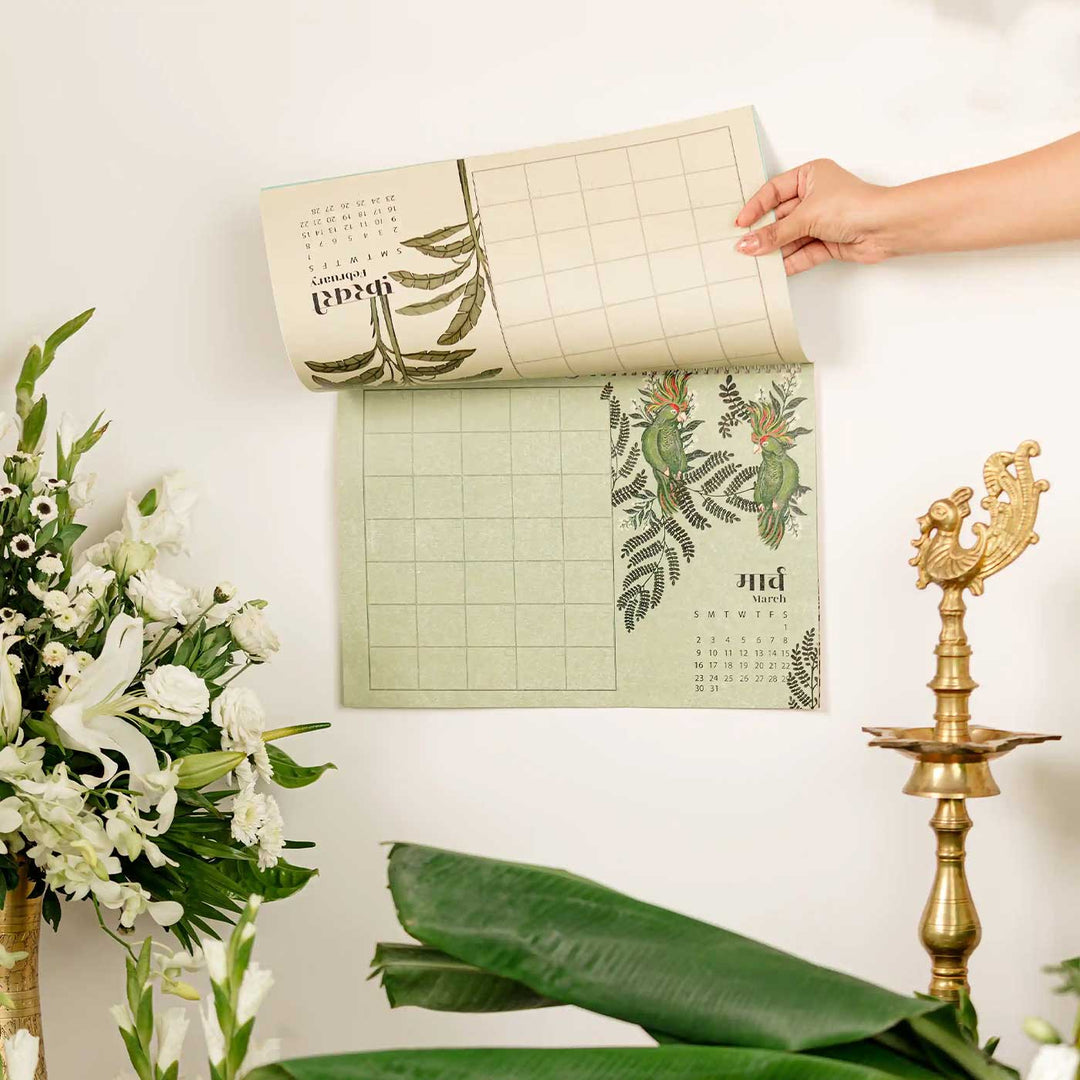 Handmade 2025 Blue Wall Calendar
