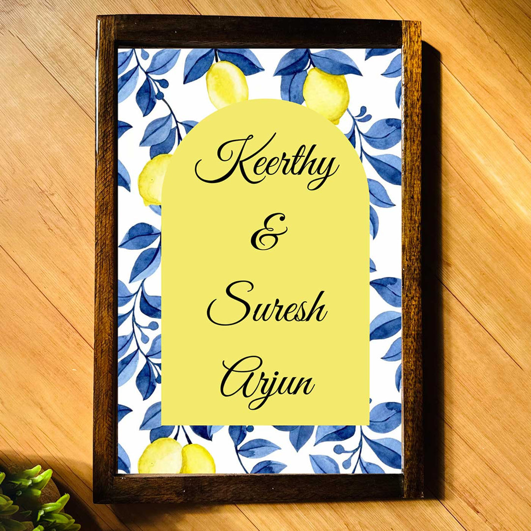 Blooming Lemons Vintage Personalized Resin Wooden Frame Name Plate