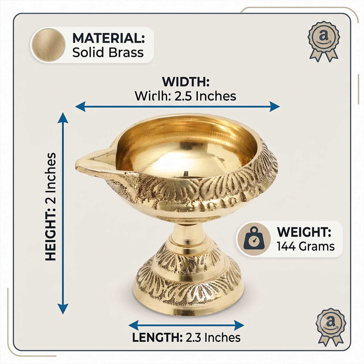 2 pc | Petal Rim Brass Oil Lamp With Stand For Festive Decor