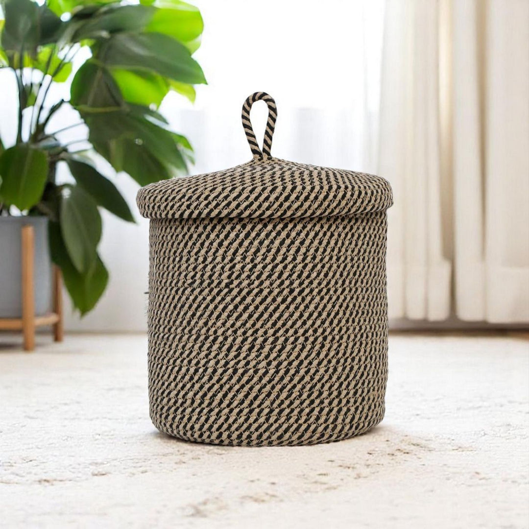 Handmade Coil Basketry Lion Theme Foldable Cotton Rope Basket for Kids