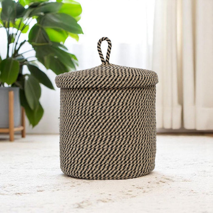 Handmade Coil Basketry Lion Theme Foldable Cotton Rope Basket for Kids