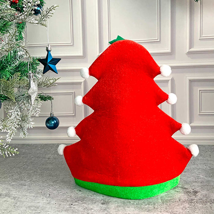 Handmade Red Pompom Christmas Tree Shaped Velvet Santa Hat | Xmas Gifting Ideas