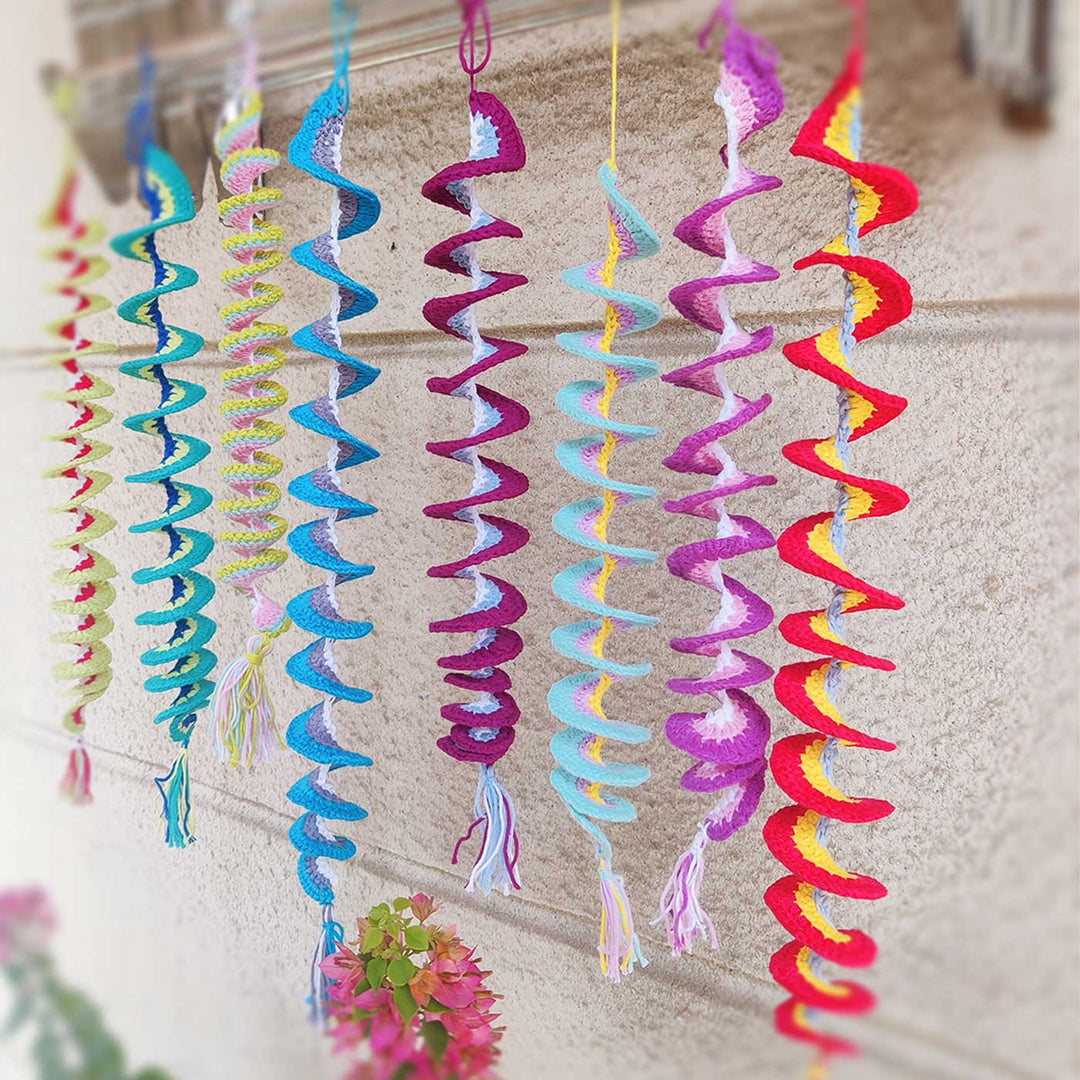 Handmade Spiral Crochet Cotton Hanging For Christmas Wall Decoration