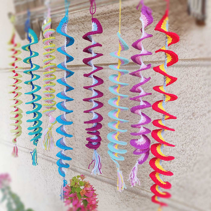 Handmade Spiral Crochet Cotton Hanging For Christmas Wall Decoration