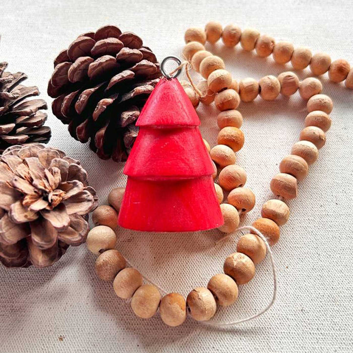 Handmade Decorative Wooden Ornaments For Christmas Tree Decoration | Set Of 3