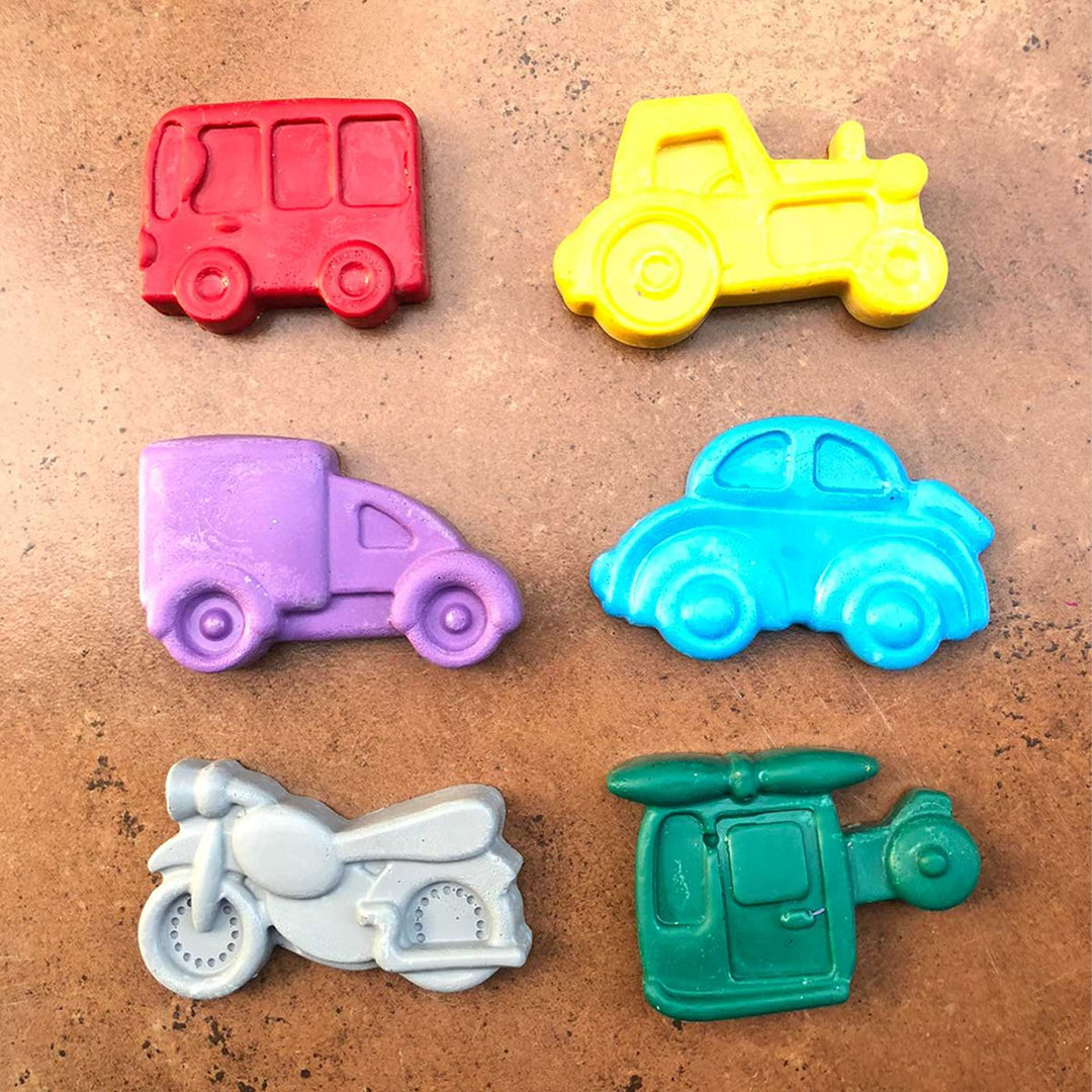Handmade Non-Toxic Jumbo Vehicles Assorted Crayons | Set Of 6