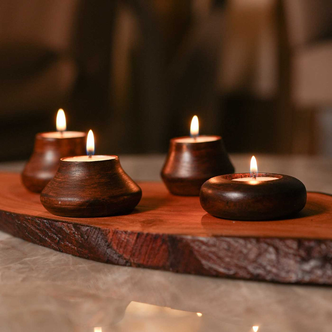 Handmade Matka Glow Reusable Hamper | Includes Matka Wooden Candles, Circle Candles, Seed Card And Outer Box | Set Of 4