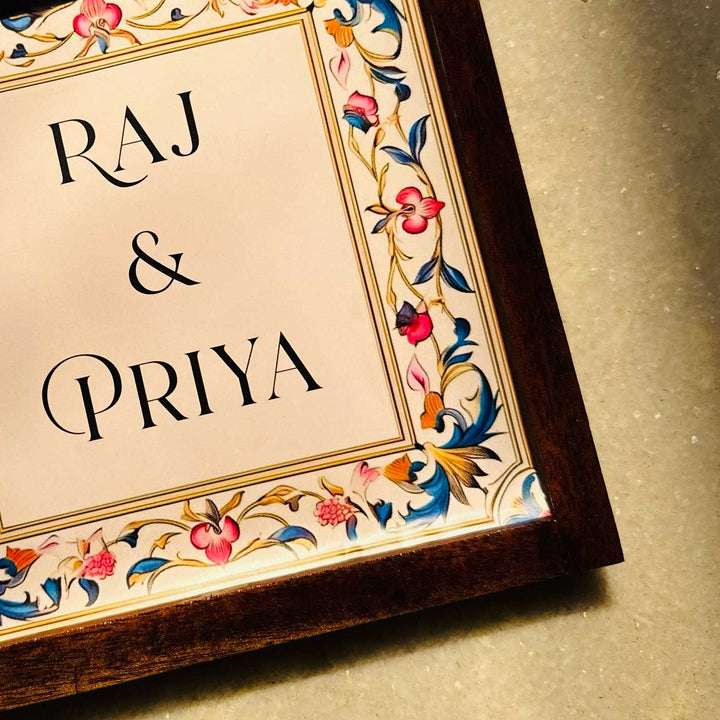 Blooming Floral Personalized Resin Wooden Frame Name Plate