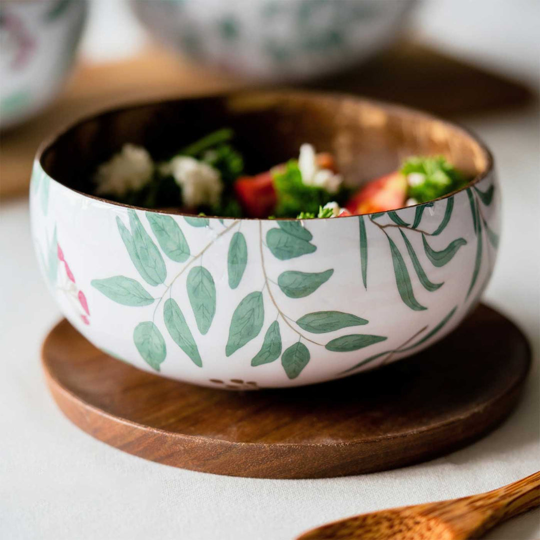 Eco-Friendly Handmade Enamel Serving Decorative Coconut Shell Bowl