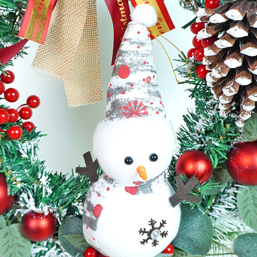 Frosty Bow Snowman Wreath For Christmas Wall Decoration