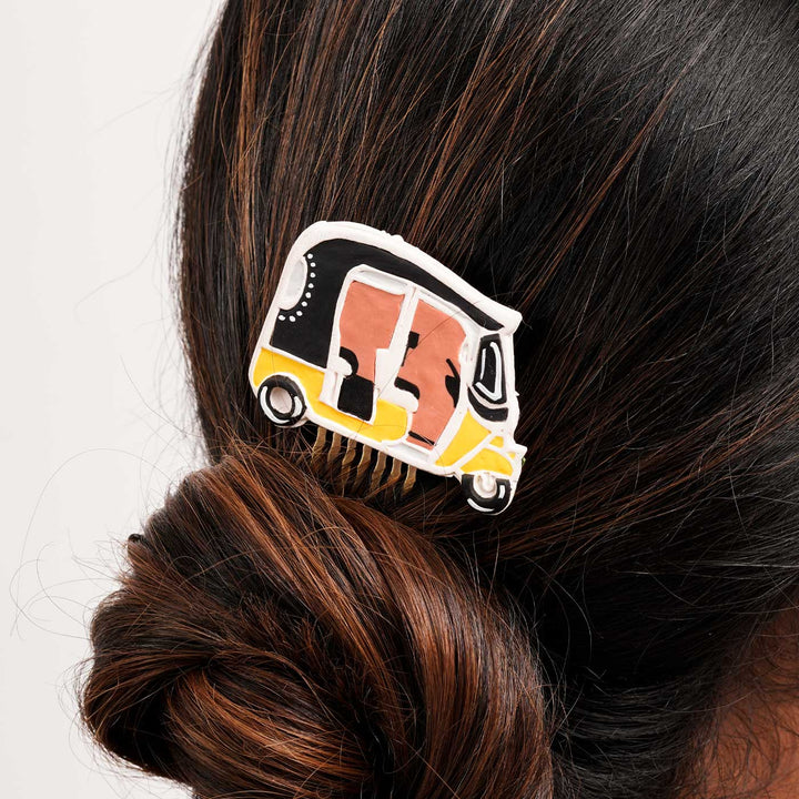 Handmade Polymer Clay Namma Ooru Auto Reversible Hair Pin