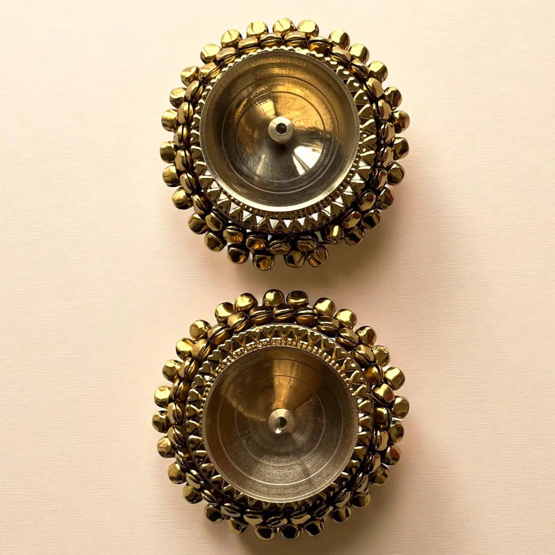 Golden Ghungroo Oil Lamp / Diya | Set Of 2