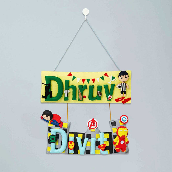 Customized Handcrafted Avengers Theme Felt Name Plate for Siblings
