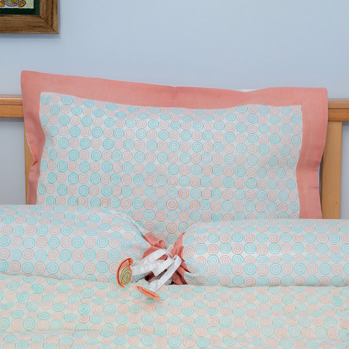 Colorful Snail Hand Block Printed Baby Bedding Cot Set