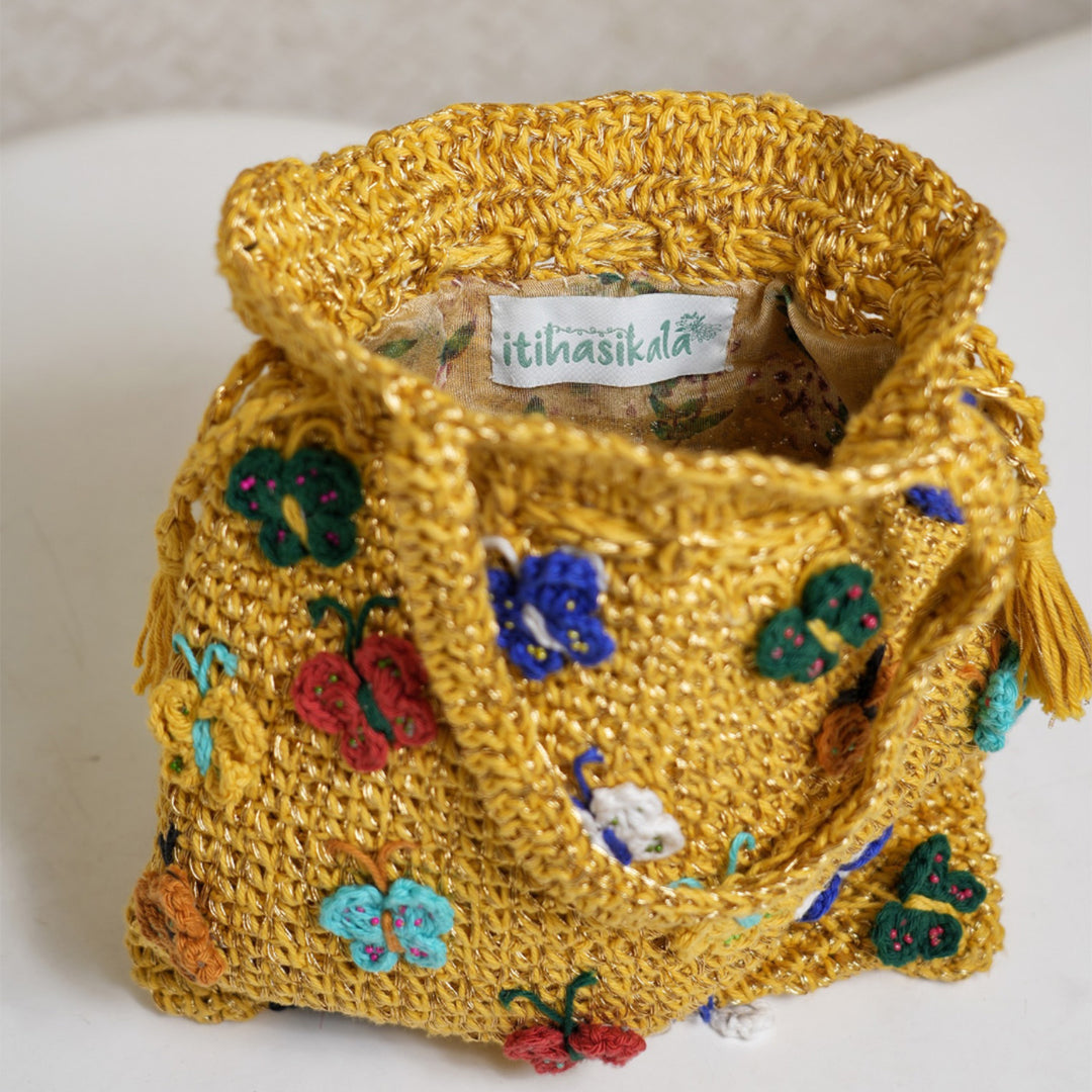 Handmade Crochet Butterfly Ballet Potli