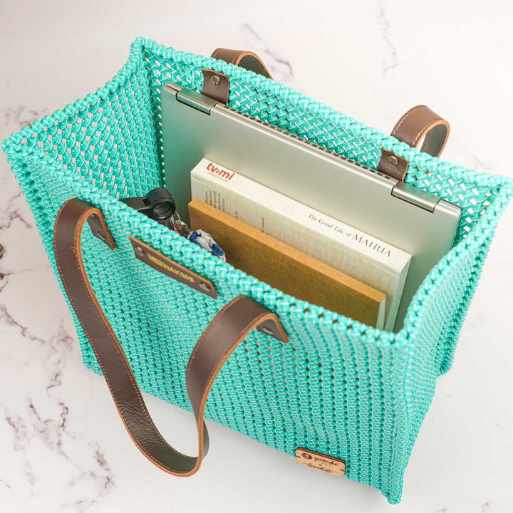 Solid Eco Green Mukhya Knot Handmade Koodai Tote Bag