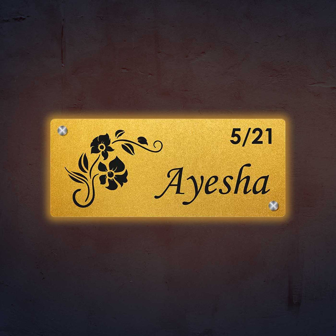 Personalized Laser Cut Floral Theme Steel Name Plate