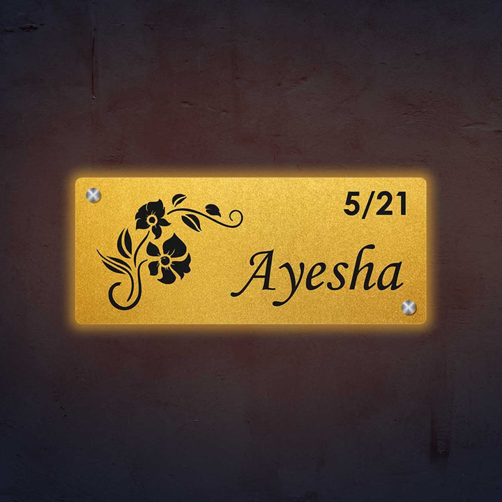 Personalized Laser Cut Floral Theme Steel Name Plate