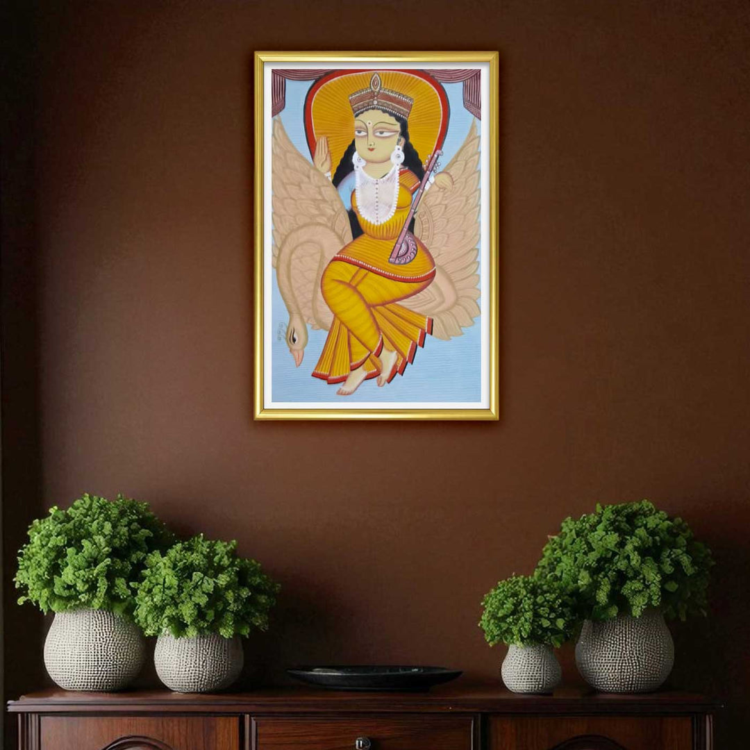 14 x 22 Inch | Wings of Wisdom | Original Hand Painted Kalighat Painting | Natural Colors On Paper