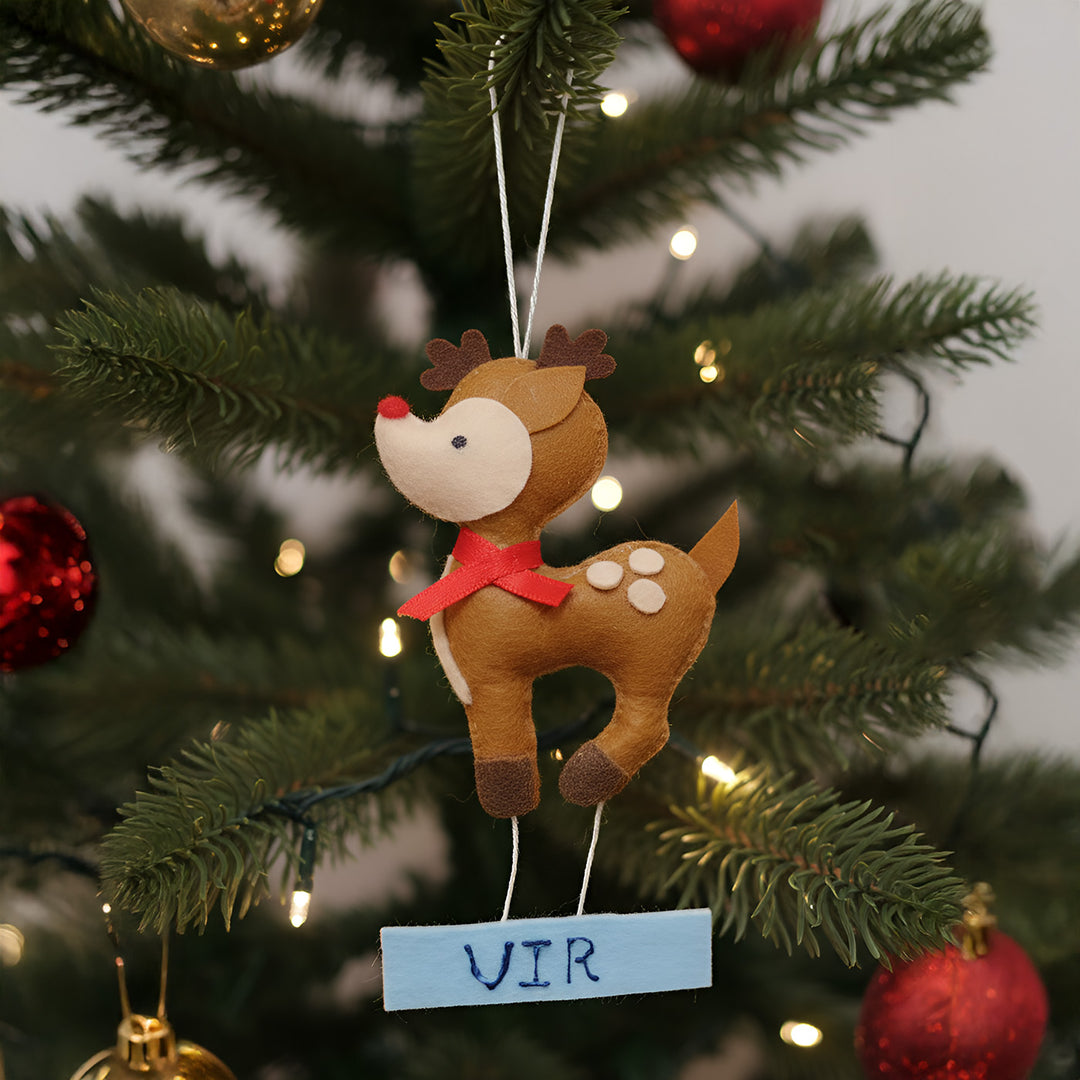 Personalized Reindeer Felt Ornament For Christmas Decoration