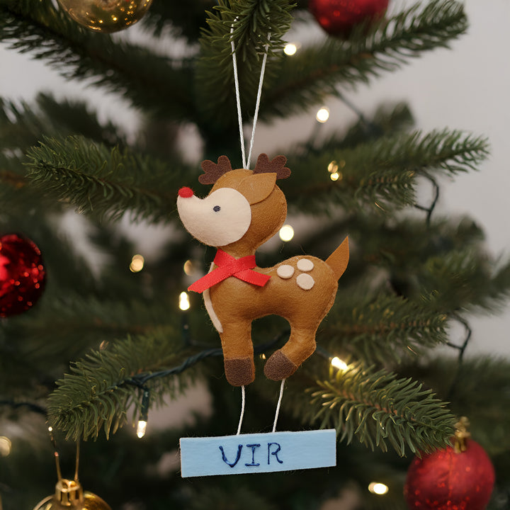 Personalized Reindeer Felt Ornament For Christmas Decoration