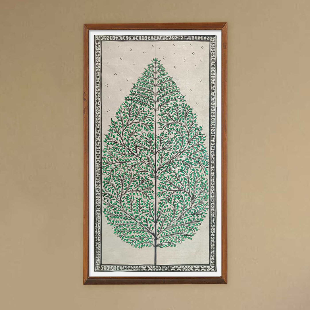 11 X 19 Inch | Handmade Tussar Silk Tree Of Life Painting