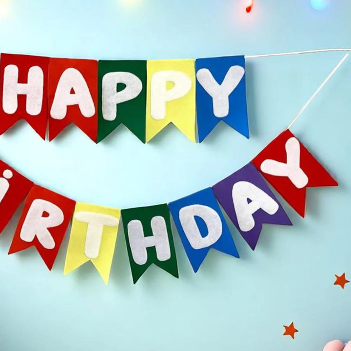 Handmade Swallow Shaped Felt Happy Birthday Bunting