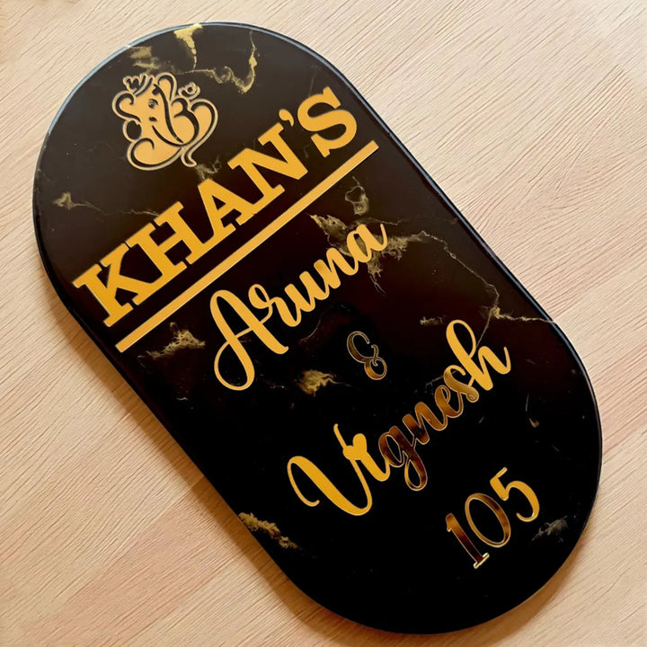 Personalized Black & Gold Resin Vertical Name Plate