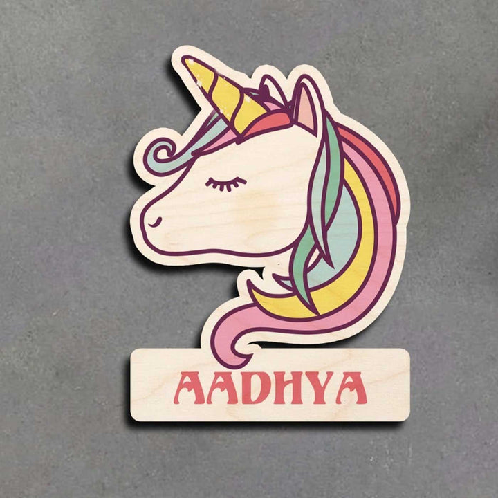 Personalized Printed Unicorn Theme Wooden Fridge Magnet