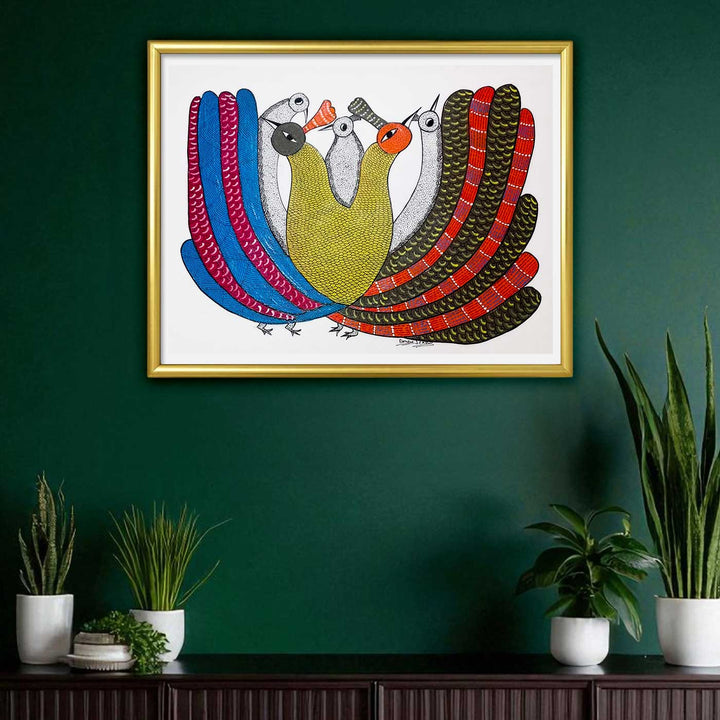 11 x 15 Inch | Colours of Togetherness | Original Hand Painted Tribal Gond Art Painting | Acrylic Paints On Paper